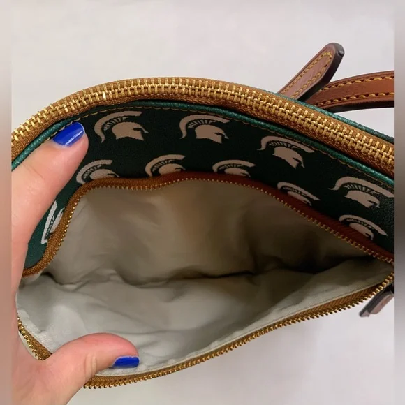 Dooney and Bourke Michigan State University MSU double zip crossbody bag wallet